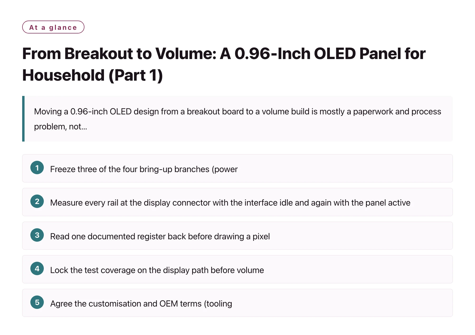 From Breakout to Volume: A 0.96-Inch OLED Panel for Household (Part 1)——全文要点速览